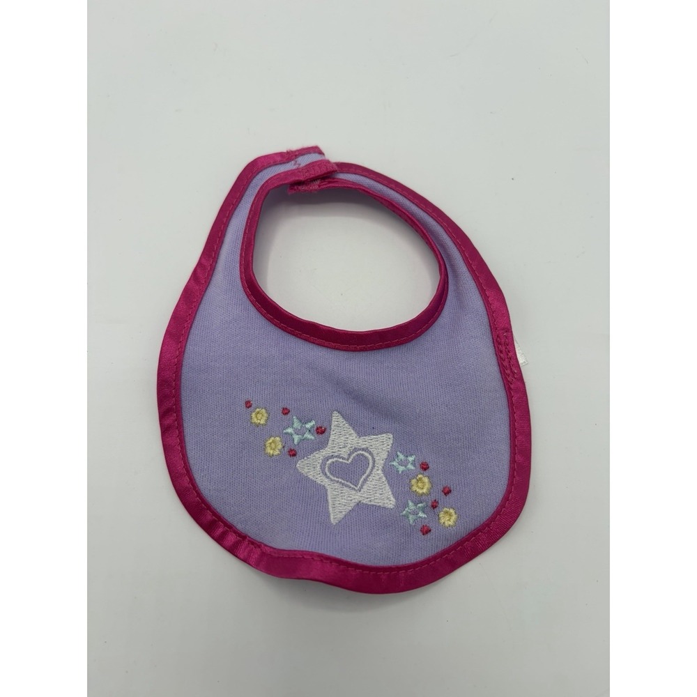 American Girl BITTY BABY Doll BIB 6" Embroidered Purple Pink Feed Care Accessory